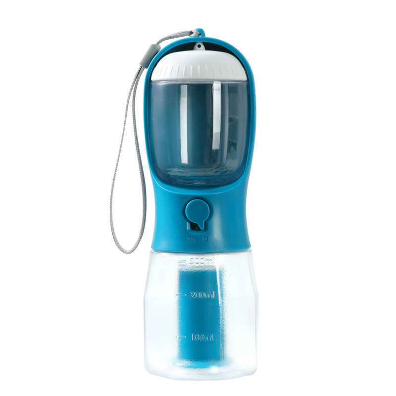 Botella de agua 3 en 1 para perros con dispensador de bolsas para comida y excrementos | Vaso de viaje portátil para mascotas