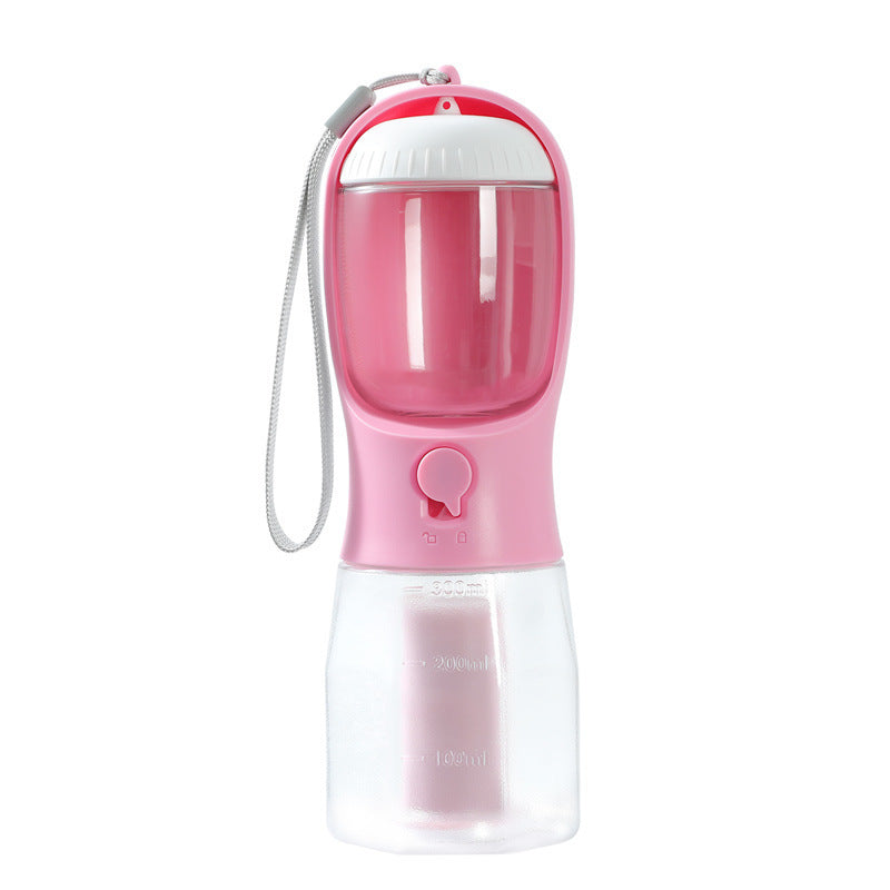 Botella de agua 3 en 1 para perros con dispensador de bolsas para comida y excrementos | Vaso de viaje portátil para mascotas